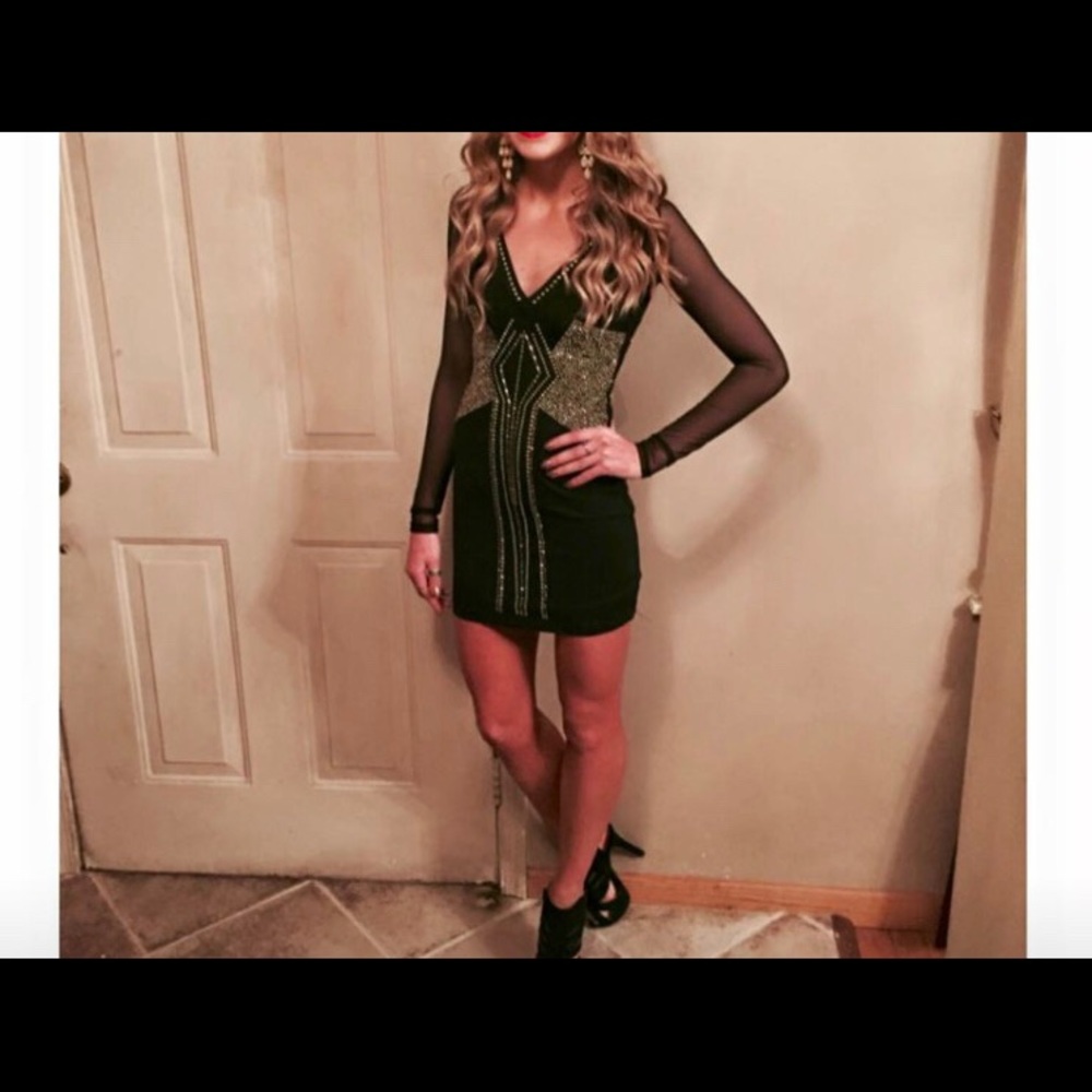Bebe Dress- Black with Gold